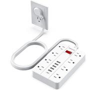 SMNICE Power Strip with USB,Surge Protector Flat Plug with 8 Widely Spaced Outlets and 6 USB Ports(1 USB C), 5ft Extension Cord Wall Mountable Phone Tablet Laptop Computer Multiple Devices