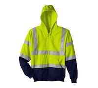 SMNS High Visibility Hi Vis Zipper Reflective Tape Hoody Hooded Work wear Security fleece Safety Zip up warm sweatshirt yellow orange yellow/navy orange/navy S to 3XL