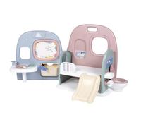 Smoby - Baby Care Puppen-Kita - Doll's Play Centre Crib + Nursery Everyday Life - Foldable, 360° All-Round Playing Surface - 6 Accessories - Made from 90% Recycled Material in France, from 3 Years