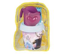 Smoby Backpack with Frozen Beach Bucket with Shovel, Rake, Sieve, Watering Can and Mould - 17 cm, Recycled Plastic, for Children from 18 Months (7600862218)