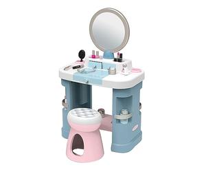 SMOBY BEAUTY CENTRE DRESSING TABLE - Adjustable mirror, stool. 15 pieces pretend makeup, tiara, hair play tools - perfect for creative play - educational interactive gift for children aged 3 4 5 6 7