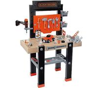 Smoby - Black and Decker Kids Centre Workbench, 92 piece Pretend play toy workbench with mechanical cordless screwdriver, car kit, tools, vice is suitable for children kids aged 3 yers and over