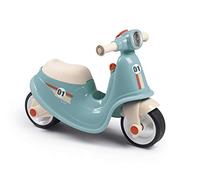 Smoby - Blue Scooter Ride-On - Realistic Design - Mechanical Key, Front Headlight - Silent Wheels - Toy Box - From 18 Months