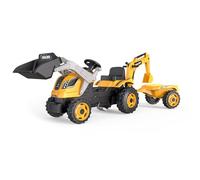 Smoby Builder Kids Yellow Ride On Maxx Tractor and Trailer - Size: 66 x 182 x 44cm - Yellow, Black - Wilko