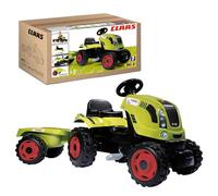 Smoby Claas Farmer Pedal Ride On Tractor and Trailer | Colourful Kids Ride on Digger with Detachable Trailer, Openable Bonnet and Horn | Ages 3+ |, Claas Pedal Ride on Tractor