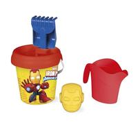 Smoby - Iron Man Bucket Set - Includes Watering Can, Shovel, Sand Mold, Sieve, and Rake - Recycled Material - Suitable for Ages 18 Months and Up - Made in France