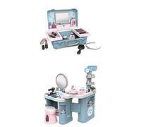 Smoby Kids Beauty Vanity Role Play Case and Roleplay Salon with Stool and Mirror, Vanity Station with Lights and Sounds