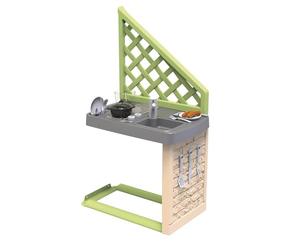 Smoby Life - Summer Kitchen - Compatible with Many Houses - Grill Plate, Sink with Tap - Recycled Material - From 2 Years Old - Made in France