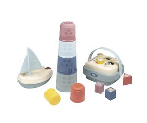 Smoby Little Early Learning and Bath Set - Shape Recognition - Motor Skills - Magic Tower - Shape Basket - Sailing Boat - From 12 Months - Made in France