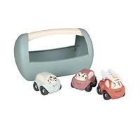 Smoby - Little Set of 3 Vehicles - 1st Age - Cars and Fire Engine - Transport Box - From 12 Months - 140204 Green