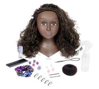 Smoby - Tete a coiffer cheveux afro - Facile a coiffer - 23 accessoires réalistes - Levres thermosensibles - Trappe de rangement