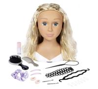 Smoby - Tete a coiffer blonde - Facile a coiffer - 19 accessoires réalistes - Levres thermosensibles - Trappe de rangement