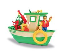 Smoby Sam Le Pompier 109251074002 - Bateau de Pêche Flottant - Grue Mobile + Treuil Mécanique - 1 Figurine Including Boat Green One Size