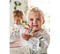 Smock-Like Bib with Long Sleeves white/print