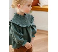 Smocked Blouse with Matching Headband green dark greyed