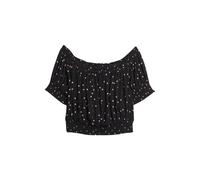 Superdry Smocked Crop Short Sleeve Top Black XL Woman