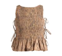 Smocked Scoopback Top - female - Ganni - Sleeveless Tops - Brown - S - Tops S