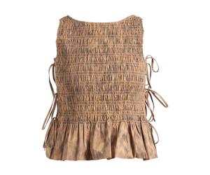 Smocked Scoopback Top - female - Ganni - Sleeveless Tops - Brown - S - Tops S