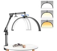 SMOCTAR Half Moon Lamp for Eyelash Extensions, 22 Inch Lash Light for Nail Desk with Phone Holder, Half Moon Beauty Light for Nail Tech Tattoo Reading