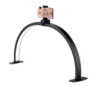 SMOCTAR Half Moon Lamp for Nail Desk, Foldable LED Nail Desk Lamp for Nail Tech with Phone Holder, 29Inch Half Moon Beauty Lash Light for Eyelash Extensions, Tattoo - Black
