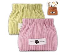 Smoderate Corduroy Elastic Hair Tie Organizer, Portable Corduroy Elastic Storage Bag, Multipurpose Pouche Portable Cosmeti (2PCS-A)