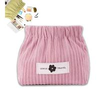 Smoderate Corduroy Elastic Hair Tie Organizer, Portable Corduroy Elastic Storage Bag, Multipurpose Pouche Portable Cosmeti (Pink)