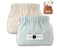 Smoderate Corduroy Elastic Hair Tie Organizer, Portable Corduroy Elastic Storage Bag, Multipurpose Pouche Portable Cosmeti (2PCS-C)