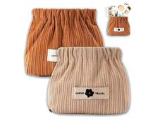 Smoderate Corduroy Elastic Hair Tie Organizer, Portable Corduroy Elastic Storage Bag, Multipurpose Pouche Portable Cosmeti (2PCS-B)