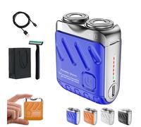 Smoderate Shaver,Smoderate Portable Rotary Dual Ring Electric Shavers,Rechargeable Mini Washable Wireless Double Head Razor,Intelligent Display,One-Button, Easy Cleaning (Blue)