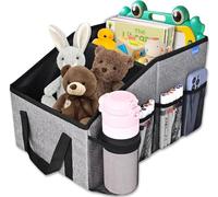 Smof Car Organiser- Car Seat Organiser for Front Seat Back Seat Between Seats, Car Storage Organiser for Kids, Car Organisers and Storage with cup Holders, Adjustable Dividers(Gray)
