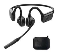Smof Open-Ear Headphones with Mic, Wireless Bluetooth Air Conduction Headset with Noise Canceling Microphone & Mute Button for Work Calls, Online Meetings, Online Teaching, Driving