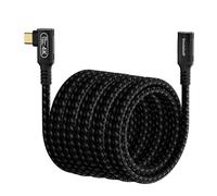 Smoizheff 16.5ft/5m USB C Extension Cable with 90° Angle, 20Gbps USB 3.2 Gen 2 & 100W PD Charging, 4K@60Hz Nylon Braided Right Angle Male to Female USB C Cord, for Monitor, Hard Drive