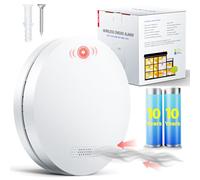 Smoke Alarm 10-Year Battery, DIN EN 14604 Test Victories Smoke Detector, Fire Alarm, Self-Adhesive, Smoke Alarm >85dB Alarm - 1 Set