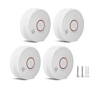 Smoke Alarm for Home, Smoke Detector with 10-year Service Life/ 1-year replaceable Battery, Fire Alarm Battery Operated, Conforms to EN 14604 Standard 4pcs