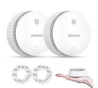 Smoke Alarms for Home, 10-Year Battery, Smoke Alarm, Fire Alarm with Test/Silence Button, Smoke Detector Certificated by TUV Conforms to EN14604 Standard (2pcs)