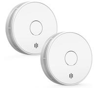 Smoke Alarms for Home 2 Pack, 10 Years Battery Smoke Detectors with Big Test/Silence Button, Conforms to EN14604 Standard, UKCA