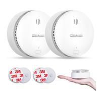 Smoke Alarms for Home, 2 Pack Smoke Alarms,10 Years Replaceable Battery Smoke Alarm, Fire Alarm with Silence/Test Button, Alarms Can Be Mute by Any Remote Control, Conforms to EN 14604 Standard