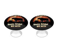 Smoke Brisket Not Meth Funny Cabinet Knobs 2 Pack Round Drawer Dresser Pulls Door Handles Knobs for Door Wardrobe