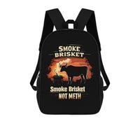 Smoke Brisket Not Meth Printed 17 Inch Daypack Unisex Shoulder Backpacks Travel Laptop Backpack for Women Men