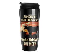 Smoke Brisket Not Meth Printed Reusable Coffee Mug Insulated Travel Drinking Cup Water Bottle with Lid 350ml