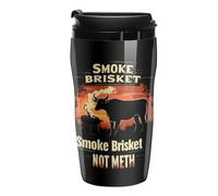 Smoke Brisket Not Meth Printed Reusable Coffee Mug Insulated Travel Drinking Cup Water Bottle with Lid 250ml