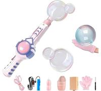 Smoke Bubble Machine, Elastic Bubble Fog Magic Wand, 2025 New Interactive Fog Bubble Machine for Party, Fun Bubble Blowing Machine With Colorful Lighting, Summer Party Toy Gift (Pink-A)