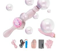 Smoke Bubble Machine - Elastic Bubble Fog Wand, Kids Magic Bubbles Gun Toy with Fog Effect & Colorful Light, Automatic Soap Blower Outdoor Birthday Christmas Party Gift Games (Pink)