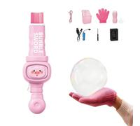 Smoke Bubble Machine for Kids, Touchable Elastic Bubble Fog Wand with Light & Music, Elastic Bubble Fog Wand with Fog Effect, Kids Magic Bubbles Gun Toy, Outdoor Party Gift for Boys & Girls (Pink-A)