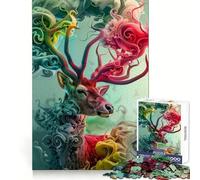 Smoke Colors Deer Jigsaw Puzzles 1000 Piece for Teenagers Fine Logic Toy Easy Leisure Neat Edge Festival Gift (50x75cm)