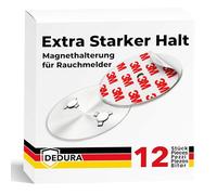 Smoke Detector Magnetic Holder Set of 12 with Extra Strong Adhesive Pads - No Drilling or Screws - Magnetic Holder Suitable for All Standard Smoke Detectors and Fire Alarms - Self-Adhesive Attachment