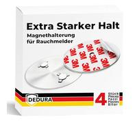 Smoke Detector Magnetic Holder Set of 4 with Extra Strong Adhesive Pads - No Drilling or Screws - Magnetic Holder Suitable for All Standard Smoke Detectors and Fire Alarms - Self-Adhesive Attachment