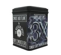 Smoke & Flame Triple X SPG Seasoning BBQ Rub, Handcrafted Savoury Salty BBQ Spice Mix with Smoked Sea Salt, Paprika and Ancho Chili for Brisket, Ribs, Chicken, Smoke-Infused, 200g Tin