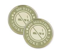 Smoke Free Milestone Coin - Custom Engraved Quit Smoking Token 03 | Personalised Recovery Gift | No Smoking Symbol Keepsake (14 Colours)