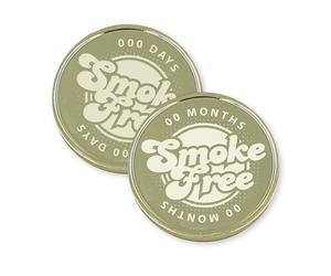 Smoke Free Milestone Coin - Personalised Quit Smoking Token 04 | Retro-Inspired Bubble Font | Custom Engraved Recovery Gift (14 Colours)